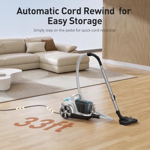 HawKam Canister Vacuum Cleaner Lapis 1600W 40Kpa HEPA Bagless Cyclone
