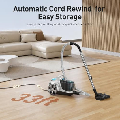 HawKam Canister Vacuum Cleaner Lapis 1600W 40Kpa HEPA Bagless Cyclone