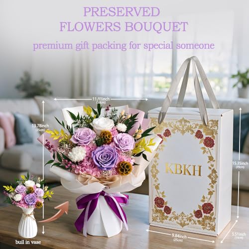 Preserved Flowers Bouquet - Gypsophila Purple for Gifts & Decor