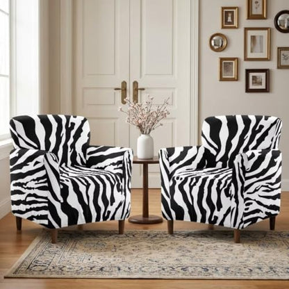Stretch Armchair Slipcover 1-Piece Living Room Chair Cover Black White Zebra Stripe