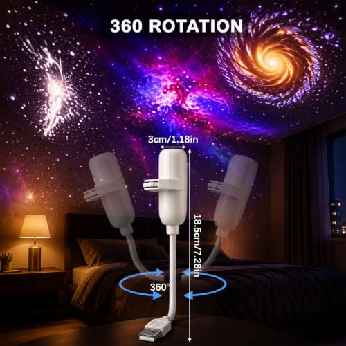 HD Star Projector for Bedroom Ceiling - Galaxy & Ocean Light with 360° Adjustable Angle