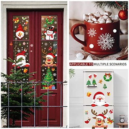 Christmas Window Clings 245pcs Holiday Decor Reusable Double-Sided Stickers
