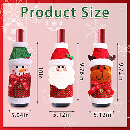 Christmas Wine Bottle Bags Set - Reusable Santa, Reindeer, Snowman & Bear Designs