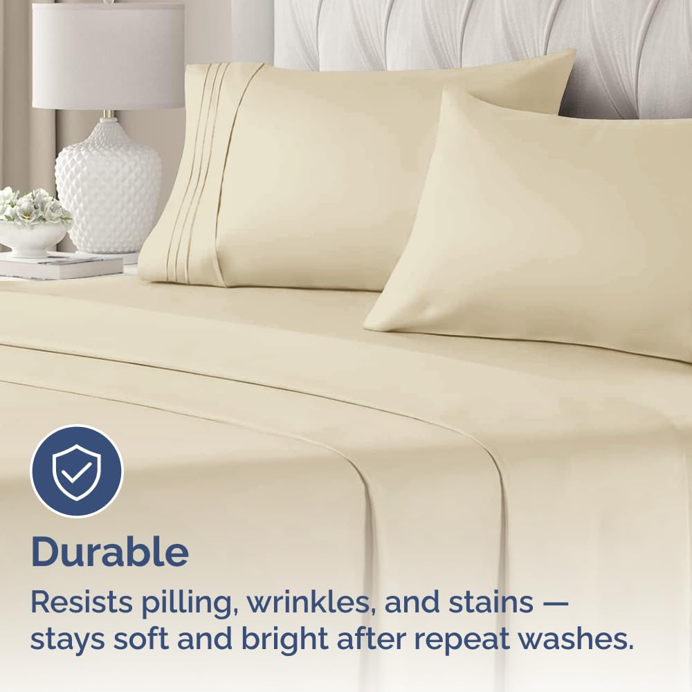 Standard Pillow Cases Set of 2 - Ultra-Soft Hotel Quality Pillowcase Covers - Comfy & Wrinkle Free - Stain and Fade Resistant - Machine Washable Pillow Protectors - 2 Piece Set - Standard Size Cream