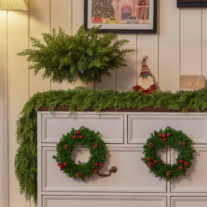 11 Ft Cedar Garland Artificial Christmas Wreath Decor - 2 Pieces