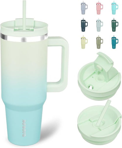 BJPKPK 40 Oz Insulated Tumbler - Stainless Steel Cup With Lid & Straw | Mint Color, Perfect For All Day Use