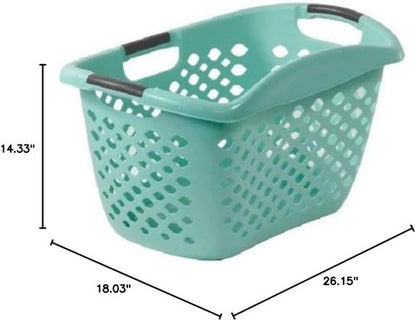 Home Logic Large-Capacity 1.8-Bu Hip Grip Laundry Basket - Stylish Teal Splash Design