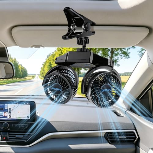 6000mAh Dual Head Car Fan with 360° Adjustable Clip - Back Seat Cooling (Variation 1)