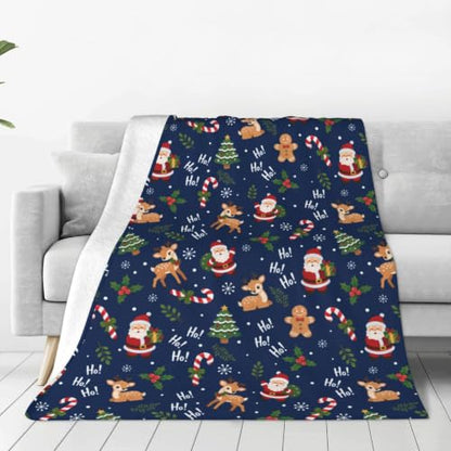 Christmas Santa Claus Throw Blanket Soft Cozy Plush Fleece 60x50 Inches - Holiday Decor