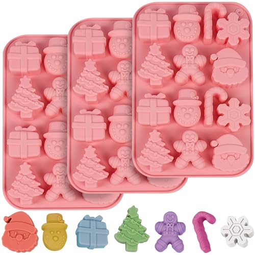 Christmas Silicone Molds Set - Tree, Santa, Gingerbread, Candy - 3pcs