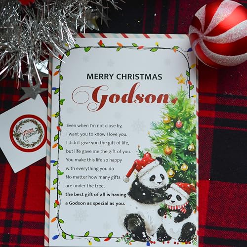 Godson Christmas Card with Envelope and Seal - Holiday Greeting Card for Godson