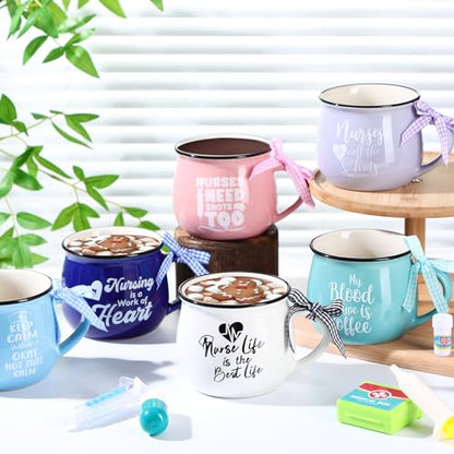Colorful Nurse Appreciation Gift Mug Set - 6pcs 12oz Ceramic Cups for Nurses