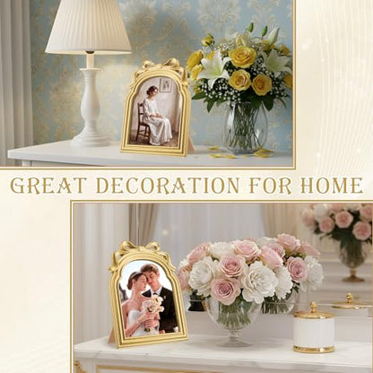 Vintage Gold Frame Set - 6 Pieces 8x10 Wall & Tabletop Photo Frames - Retro Style