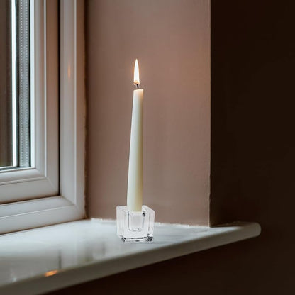24 Clear Glass Taper Candle Holders Set - Square & Round, Fit 0.6-0.9 in Candles, Includes Variation: Clear Square+24