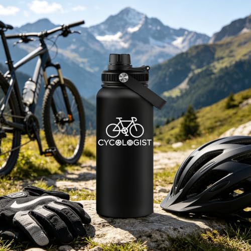 Cyclist Water Bottle 32oz Insulated Stainless Steel with Black Variation