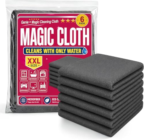 6-Pack Microfiber Magic Cleaning Cloths - Reusable Streak-Free Dust Wipes
