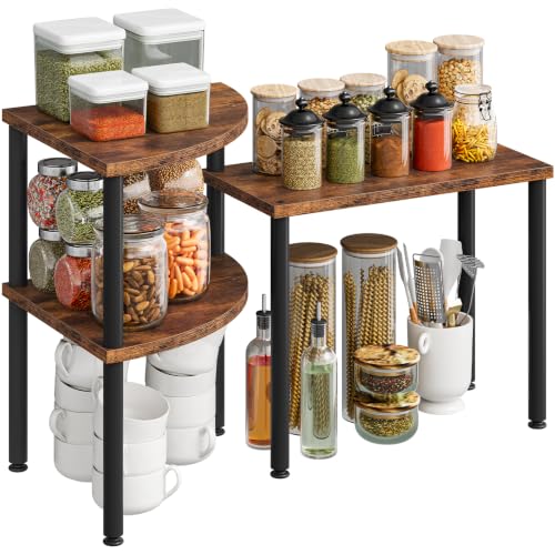 Countertop Corner Shelf Organizer for Kitchen & Bathroom, 3-Tier Spice Rack