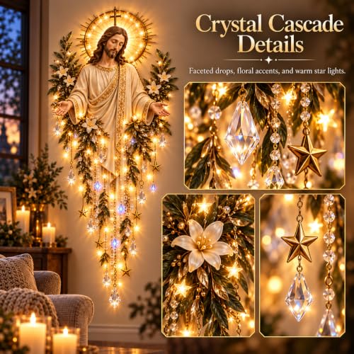 Lighted Nativity Wall Decor - Bethlehem Star of Faith with Manger Scene - Style C