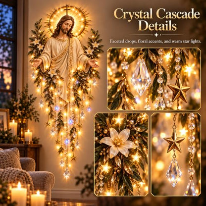 Lighted Nativity Wall Decor - Bethlehem Star of Faith with Manger Scene - Style C