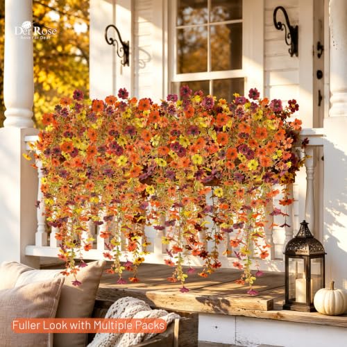 Artificial Mums for Outdoors - Full 16-Branch Fall Flower Bundles with Large Blooms - Yellow, Orange, Burgundy - Variation 2