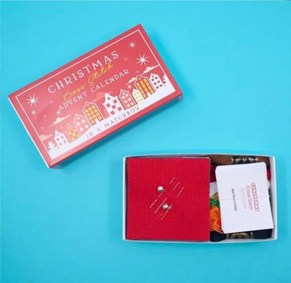 Christmas Cross Stitch Advent Calendar - 24-Day Countdown Embroidery Kit for Beginners | Red
