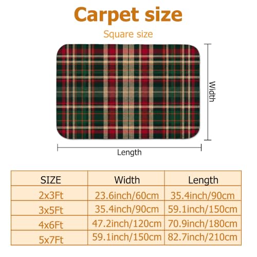 Green Tartan Plaid Christmas Area Rug 2' x 3' - Traditional Holiday Decor