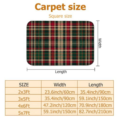 Green Tartan Plaid Christmas Area Rug 2' x 3' - Traditional Holiday Decor