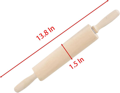 Skiennix 13.8 Inch Wooden Rolling Pin - Perfect for Kneading Dough for Bread, Pizza, Cookies & Noodles