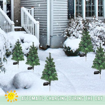 6 Pack Solar Christmas Tree Stake Lights Outdoor Waterproof Garden Decor