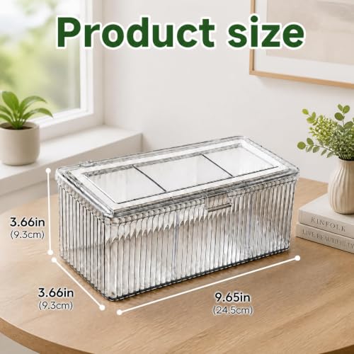 Clear Acrylic Double-Sided Makeup Brush Holder with Lid for Vanity Storage