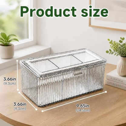 Clear Acrylic Double-Sided Makeup Brush Holder with Lid for Vanity Storage