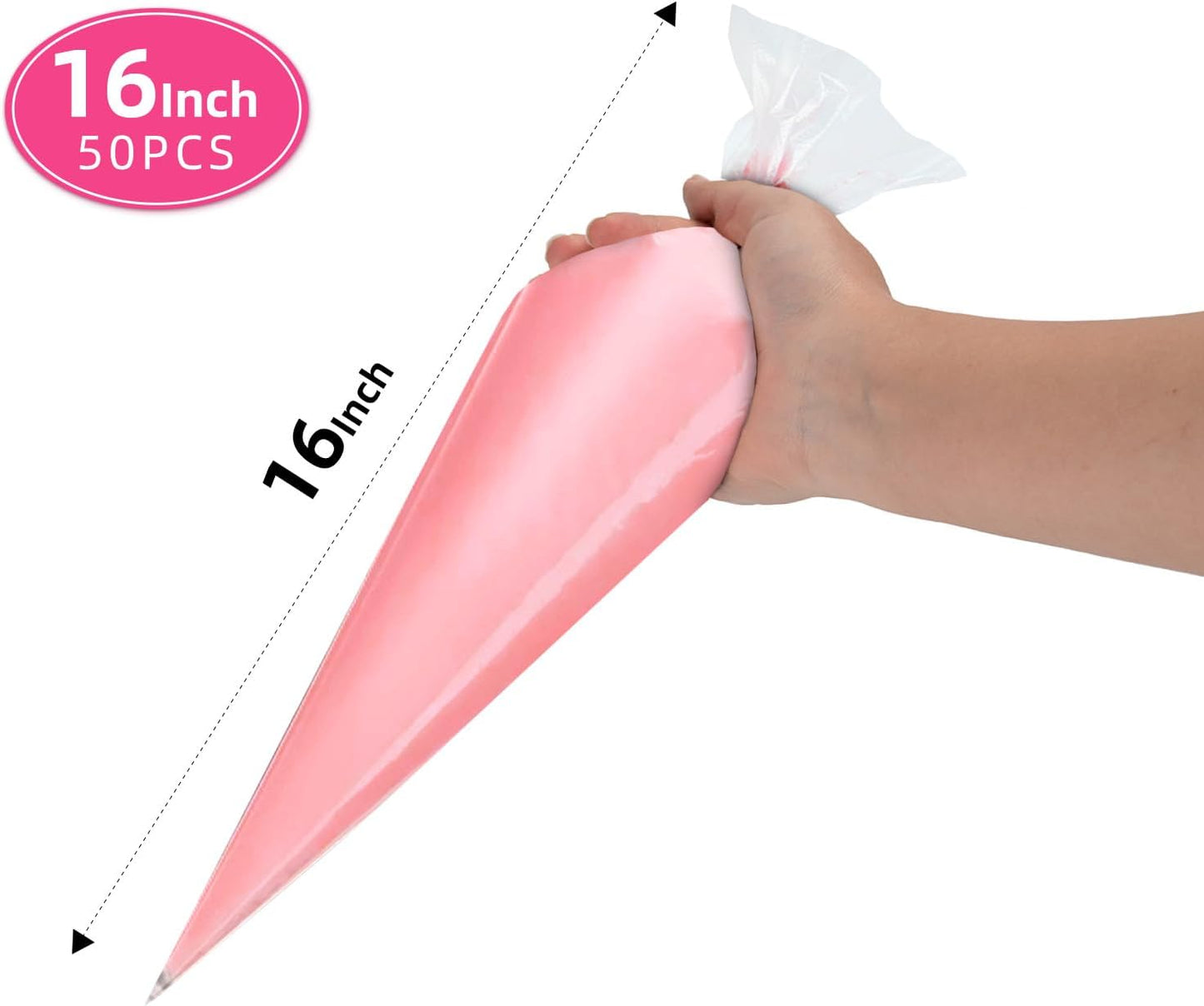 Skiennix 16-Inch Disposable Piping Bags - 50 Large Icing & Cake Decorating Bags for Perfect Frosting
