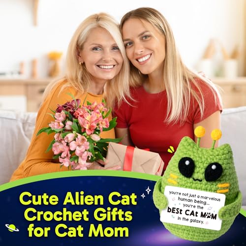 Best Cat Mom Gift - Handmade Crochet Alien Cat for Cat Lovers