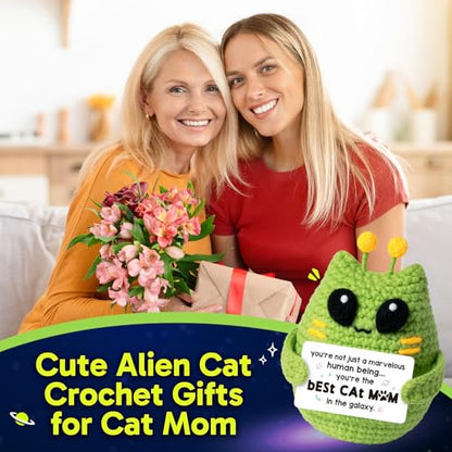 Best Cat Mom Gift - Handmade Crochet Alien Cat for Cat Lovers