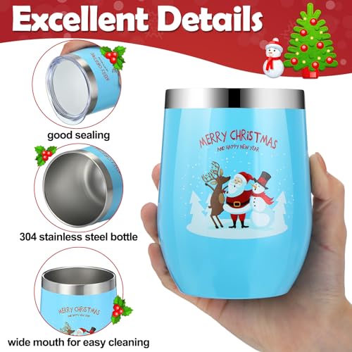 7-Piece Christmas Tumbler Set with Lids Straws & Brush - 12oz Holiday Gift