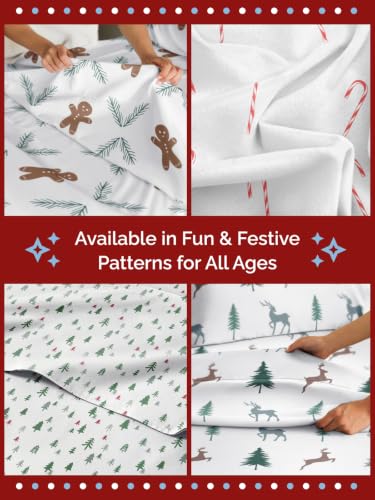CGK Unlimited Christmas Sheet Bedding Set - Green Xmas Trees, Split King Size Variation 62