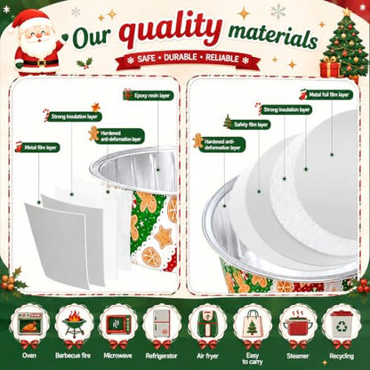Christmas Mini Loaf Pans Set with Lids Spoons & Stickers - Gingerbread