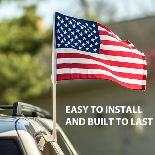 2PCS American Car Flag Window Clip - 18x12 Inch US Flag for Vehicles