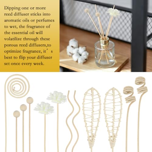 12Pcs 11-Inch Natural Rattan Reed Diffuser Sticks for Aromatherapy & Home Decor