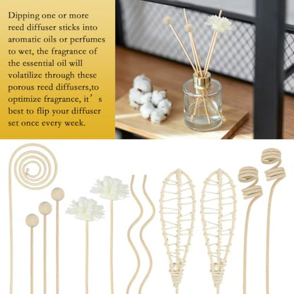 12Pcs 11-Inch Natural Rattan Reed Diffuser Sticks for Aromatherapy & Home Decor