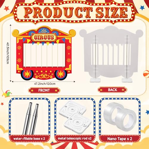 Carnival Circus Party Decorations Cardboard Cutout Kit with Stand and Flags