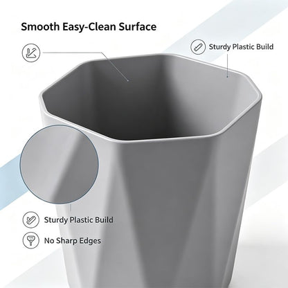 5 Gallon Geometric Plastic Trash Can - Slim Waste Bin for Bathroom Kitchen Bedroom