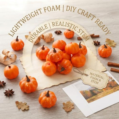 Mini Pumpkins Set for Fall Decor - Light & Deep Orange, 30 Pcs