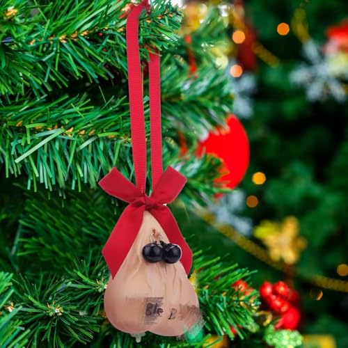 Hungdao 3D Christmas Egg Ornament with Mini Black Bells - Holiday Decor