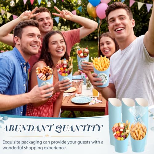 Charcuterie Cup Set with Sticks and Bags - Light Blue, 14 oz, 100 pcs