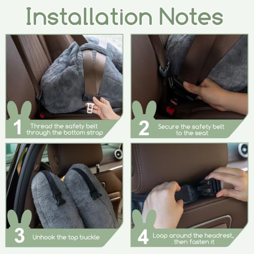 Travel Pillow Car Support Neck & Body Cushion with Fur Cover - Large Dark Gray