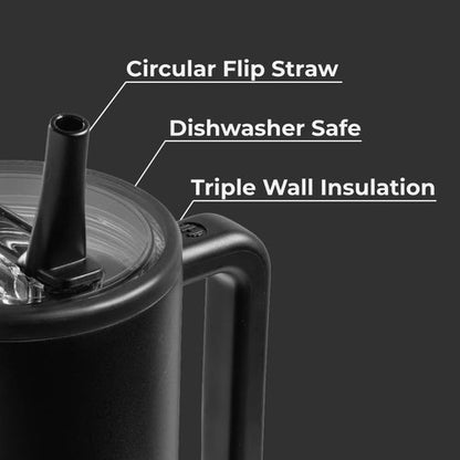 HydroJug Traveler - 32 oz Insulated Water Bottle with Handle & Flip Straw | Leak-Resistant, Fits Cup Holders - Black