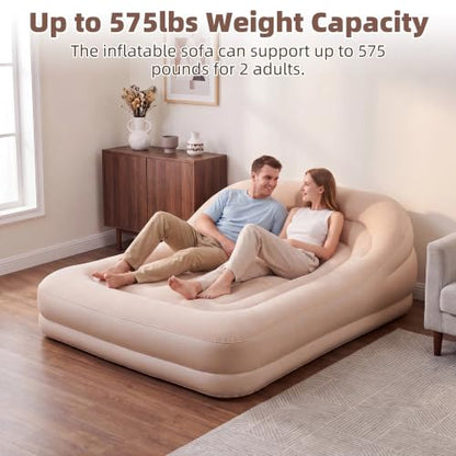 Inflatable Couch Air Sofa Bed with Built-in Pump, Portable Lounge for Camping Beach Home