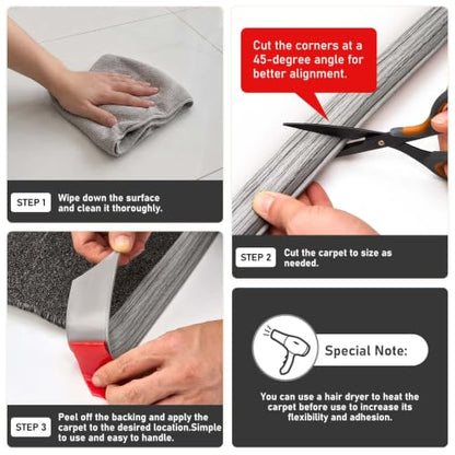 Self-Adhesive Carpet Edge Trim - Rug Border Protector 20Ft Ash Wood Grain