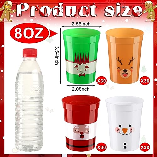 120 Pcs Christmas Plastic Cups 8 oz Reusable Stadium Cups for Holiday Parties - Variation of THIS listing